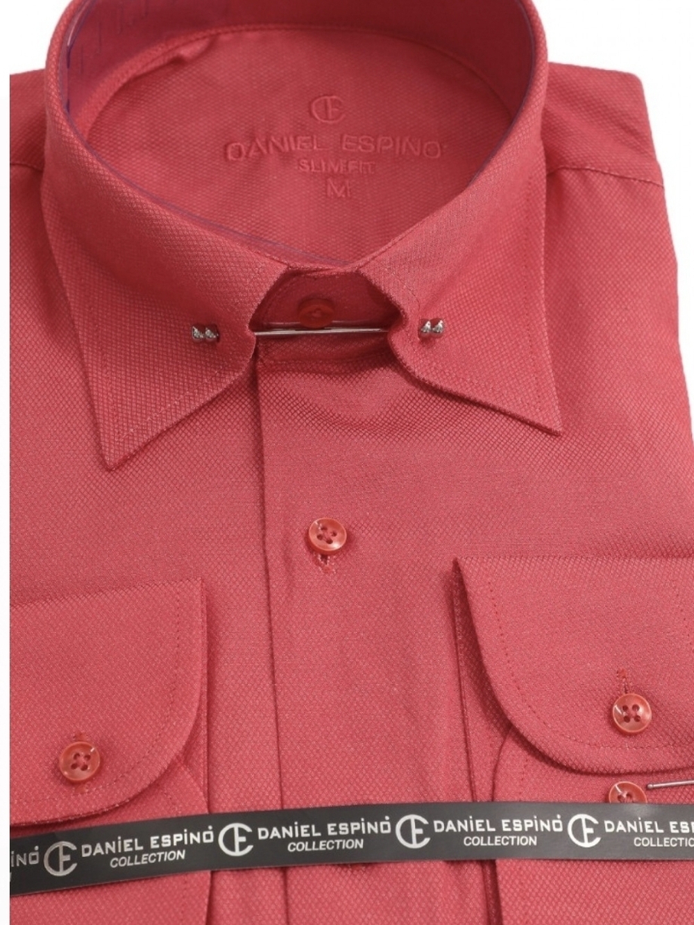 Men’s Slim-Fit Red Dress Shirt